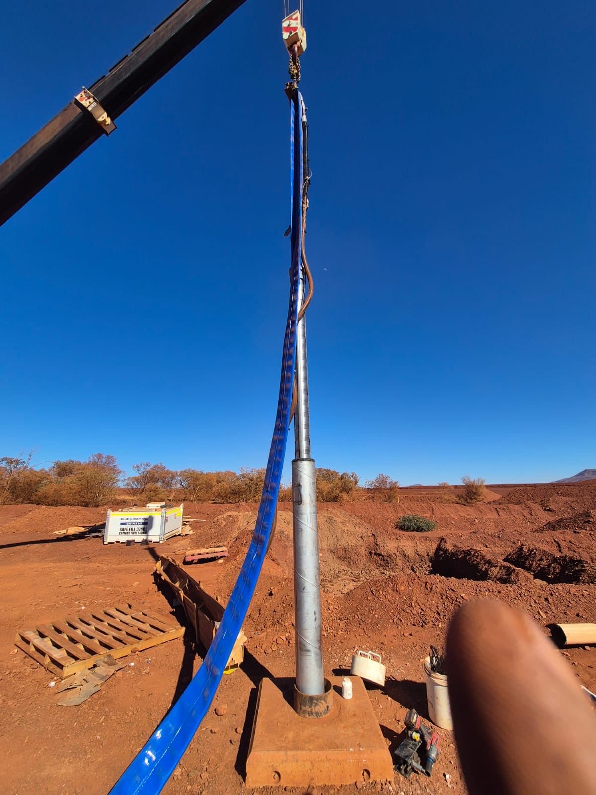 Dewatering pump manifold, valves and generator set up on site